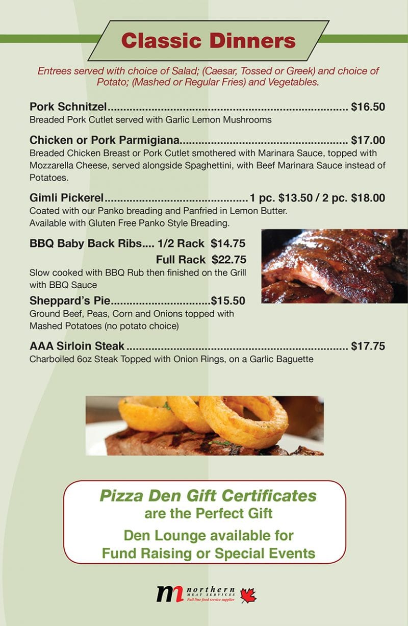 Menu Pizza Den