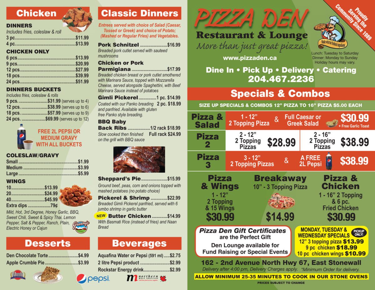 Menu Pizza Den
